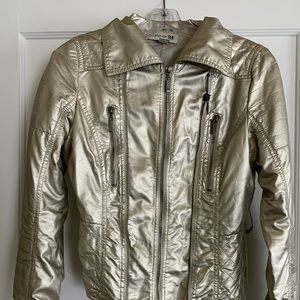 Matte gold fake leather jacket